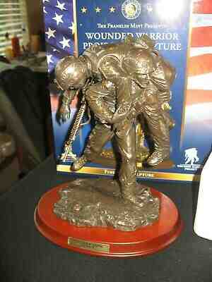 NEW FRANKLIN MINT BRONZE  WOUNDED WARRIORS SCULPTURE  B11G555 BOX AND PAPERS 