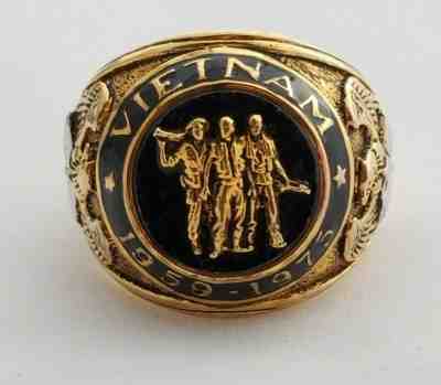Mens Sterling VIETNAM WAR RING Size 10 by Franklin Mint ~ Victory Memorial 925