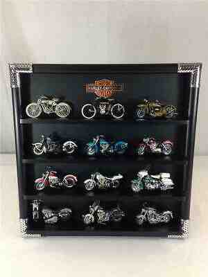 Lot of (12) Franklin Mint Harley Davidson Motorcycles With Display Case