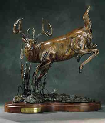 NIB MAJESTIC 10-POINT BUCK BRONZE SCULPTURE NEW 1997 FRANKLIN MINT Sold 4 $1895 
