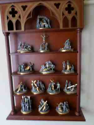 The Franklin Mint 14 Stations Of The Cross Pewter/22kt Gold statues Collection