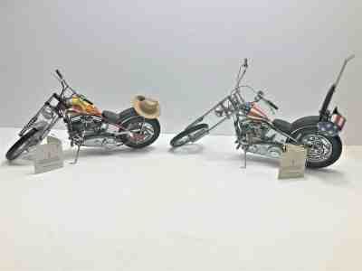 1969 FRANKLIN MINT SET OF EASY RIDER CAPTAIN AMERICAN & BILLY BIKE MOTORCYCLES