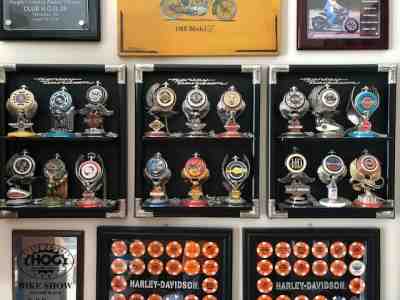 Harley Davidson Precision Pocket Watches Set Of 18 With Wall Shelf Franklin Mint