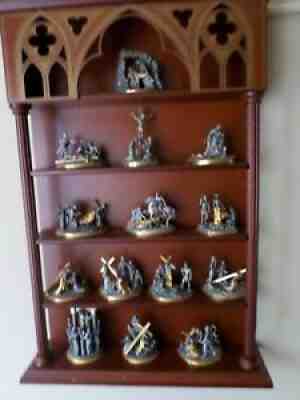 The Franklin Mint 14 Stations Of The Cross Pewter/22kt Gold statues Collection