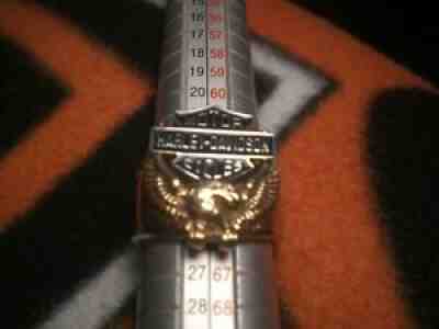 FRANKLIN MINT HARLEY DAVIDSON MOTORCYCLE STEEL & 10K EAGLE MENS MAN RING SIZE 11