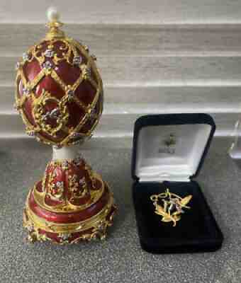 FRANKLIN MINT FABERGE EGG WALTZ OF THE HUMMINGBIRD IMPERIAL JEWELED MUSICAL EGG