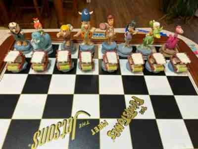 Flintstones vs. Jetsons chess set Franklin Mint WITH paperwork and boxes