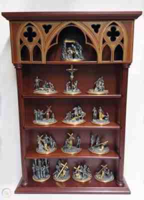 Franklin Mint The Stations of the Cross with shelf 1st - 14th fine pewter sculpt