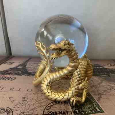 Franklin Mint Celestial Dragon Crystal Ball - 24KT Gilt Gold