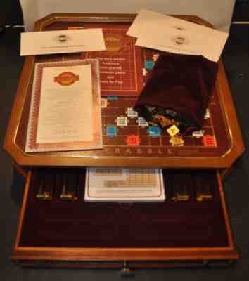 Great Franklin Mint Scrabble Complete Game w/ Bag COA Gold Plated Tiles Rare