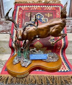Franklin Mint Bronze Majestic 10 Point Buck Deer Statue by Dennis Jones 759/2500