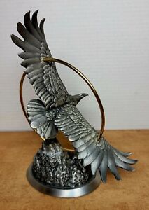 EAGLE SUNRISE ~ Fine Pewter 24K Gold Sculpture George McMonigle ~ Franklin Mint