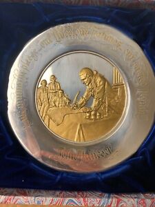 1976 STERLING Official Bicentennial Commemorative John Hancock Plate w/24KT GOLD