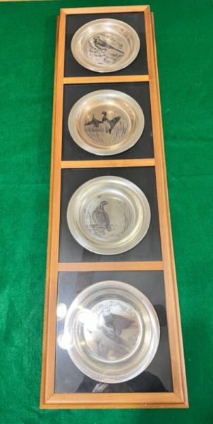 4 National Audubon Society Franklin Mint Sterling Silver Bird Collector Plates