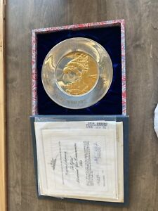 1976 STERLING Official Bicentennial Commemorative John Hancock Plate w/24KT GOLD