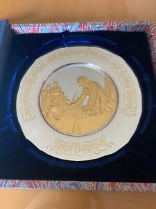 Franklin Mint (1976) Sterling Silver Plate w/ 24 Kt Gold Inlay John Hancock-