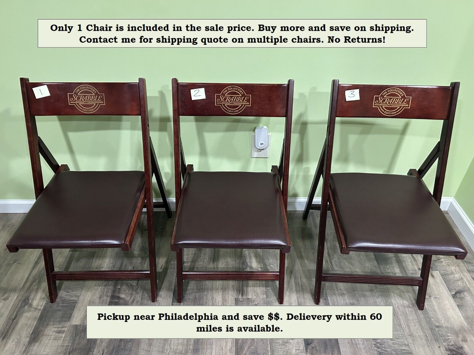 One [ 1 ] Very Rare Franklin Mint Scrabble Optional Chair Ship / Pickup (Save $)