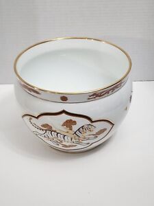 RARE Vintage TIGER  PLANTER 1978 Franklin Mint Porcelain  by Okura Japan