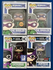 Funko Pop DC Universe Riddler #05, Riddler #05 Metallic Chase, Huntress Catwoman