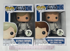 Funko Pop! Luke Skywalker + Han Solo (Stormtrooper) #15 #16 ECCC Exclusive F02