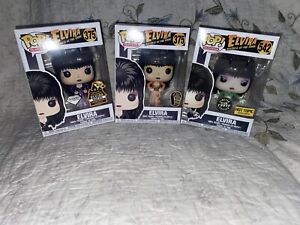 Funko Pop Elvira 375 542 Lot Orange, Purple Dress And Hot Topic Mummy Glow Chase