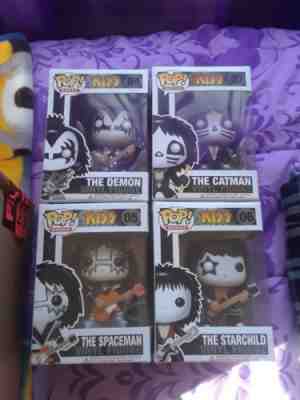 Funko POP! KISS Complete Set - Demon Spaceman Starchild Catman - plus FREE GIFT!