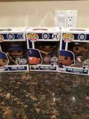 3 Seattle Mariners Funko's King Felix, Nelson Cruz, Ken Griffey