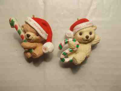 HALLMARK 1991 and 1992  BABY'S FIRST AND SECOND CHRISTMAS ORNAMENTS LOT NO BOX