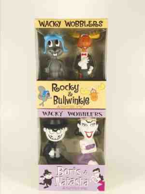 2003 Funko Wacky Wobblers Rocky & Bullwinkle • Boris & Natasha Box Sets • NIB