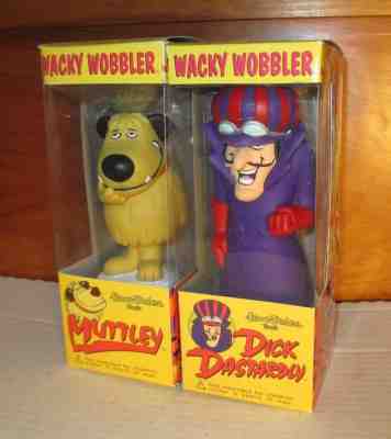 2004 Wacky Wobbler MIB Dick Dastardly & Muttley Bobble Heads Figure Set Funko