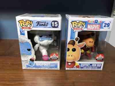 Funko Pop Lot Exclusives Canadian Flocked Bigfoot and Ironman Geoffrey BNIB