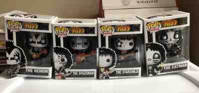 KISS Funko Pop Demon Spaceman Starchild & Catman Complete Set New Rare Vaulted