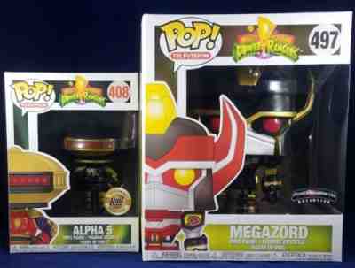 FUNKO POP POWER RANGER BLACK AND GOLD ALPHA 5 / MEAGZORD SDCC / POWER MORHPICON