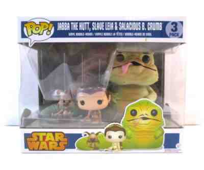 Funko Pop Star Wars JABBA THE HUTT SLAVE LEIA & SALACIOUS CRUMB 3 Pack Set MIB