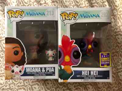 Lot of 2 Funko Pop Disney Moana Pua  Hei Hei 2017 Summer Convention Exclusive