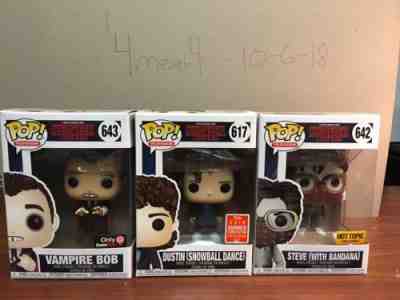 Stranger Things Funko Pop Snowball Dustin, Bob, Steve Exclusives Lot