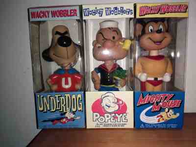 Funko wacky wobbler set Underdog Popeye Mighty mouse bobblehead with boxes