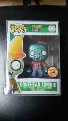 Funko Pop Plants vs Zombies Metallic Conehead Zombie 2013 SDCC Exclusive Protect