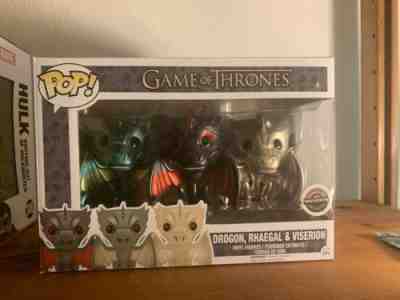 Funko Pop Game of Thrones GameStop Metallic 3pk Dragons Drogon Rhaegal Viserion