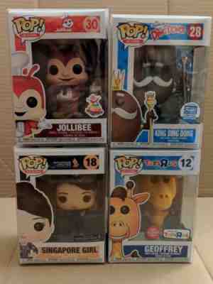 Funko Pop Lot Ad Icons Jollibee #30 Geoffrey #12 Singapore Girl #18 King DD #28