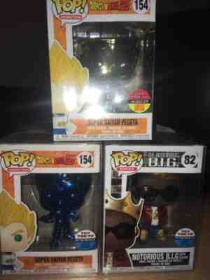 Funko Pop! Toy Tokyo Exclusive Bundle Gold Blue Chrome Vegeta Notorius B.I.G