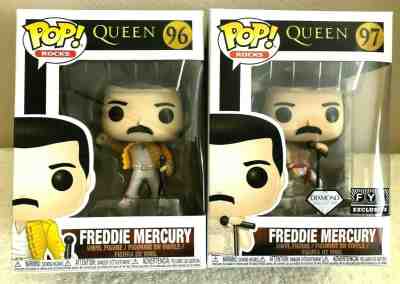 Funko Pop! Rocks QUEEN FREDDIE MERCURY Set Of 2 FYE Exclusive & Wembley 1986 NEW