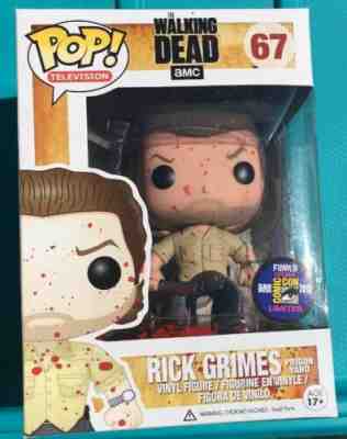 Funko Pop! Rick Grimes The Walking Dead, 2013 SDCC (Bloody) NIB #67 NRMT !