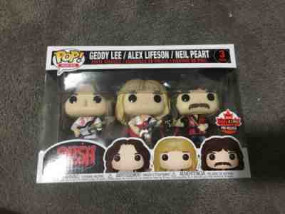 Funko Pop! Rocks Rush 3 Pack Geddy Lee Alex Lifeson Neil Peart Fan Expo Canada