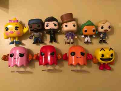 LOOSE LOT OF 14 RANDOM FUNKO POPS-PAC MAN, WILLY WONKA, GODFATHER, JIMI HENDRIX