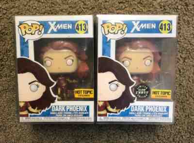 Funko Pop! X-Men Dark Phoenix Flames Glow Chase Hot Topic IN PROTECTOR + Regular