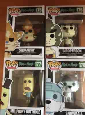 Rick And Morty Funko Pop Lot Of 4 Squanchy Birdperson Mr.Poopy Butthole Snowball