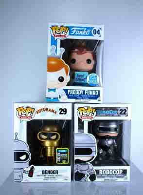 Funko Pop! Variety Bundle SDCC Exclusive Bender, Robocop, Freddy Funko-Birthday