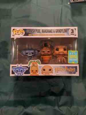 Cornish Pixie, Mandrake, & Grindylow Funko Pop 3 Pack Sdcc 2016 Rare!