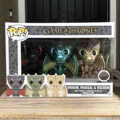 Funko Pop! Metallic Drogon, Rhaegal, & Viserion 3-Pack GameStop Exclusive GoT